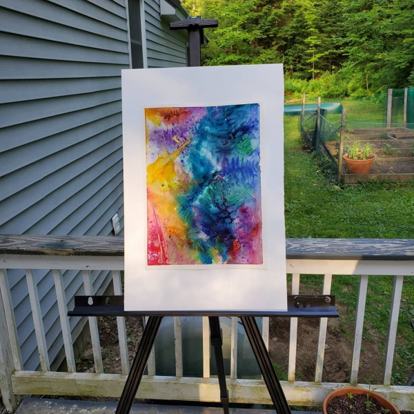 Full view of Psychedelic Ferns on Easel