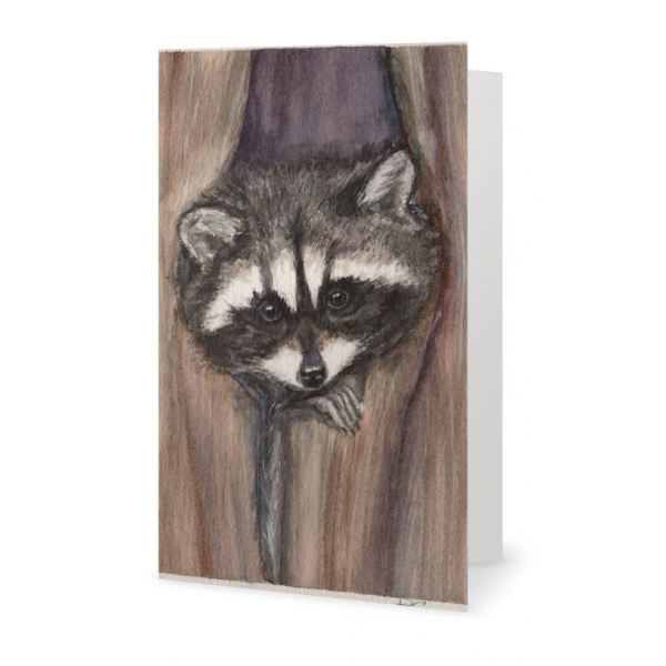 Card - Cozy Raccoon Art Print, 7" x 5"