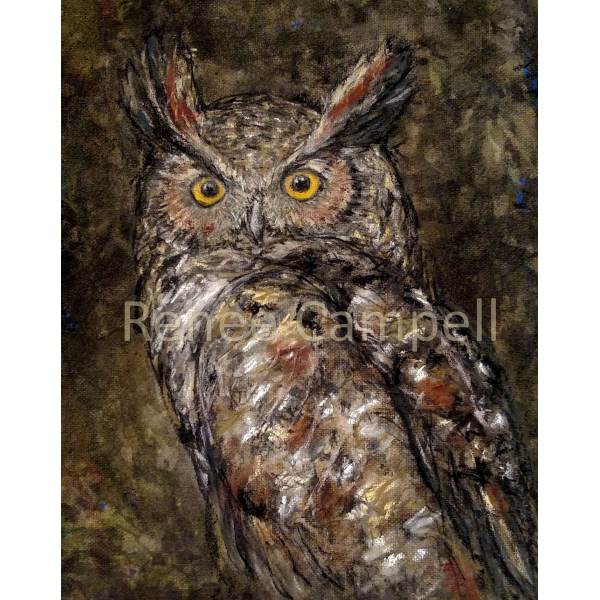 Card - Great Horned Owl Art Print, 7" x 5"