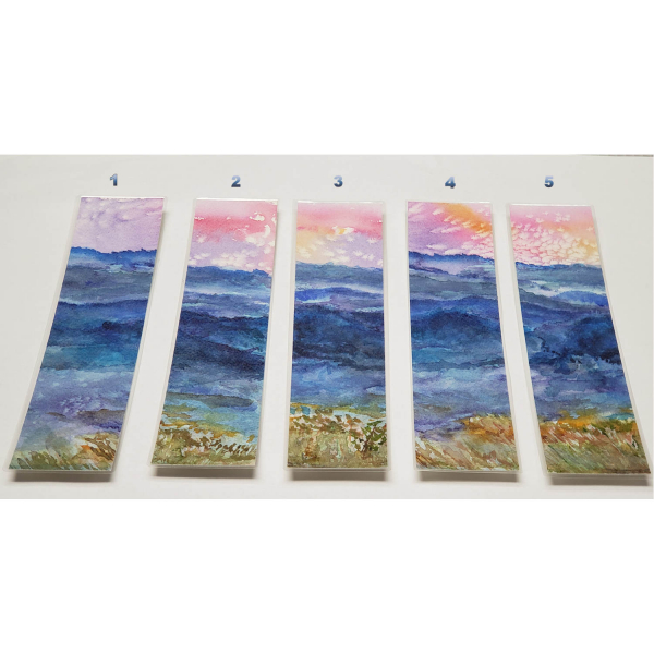 Choose by the number - Watercolor Bookmarks - Blue Mountains