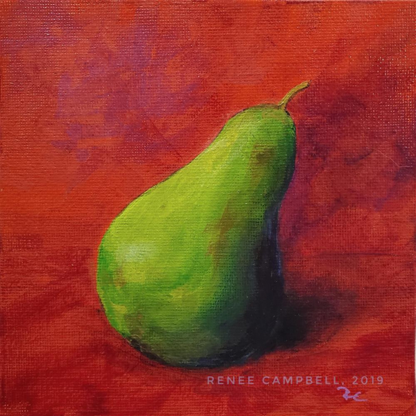 Close Up, Contrasting Pear, Acrylic Painting