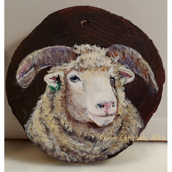 Custom Horned Dorset Sheep Portrait Ornament