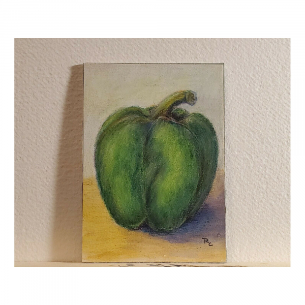 Green Pepper - view of card, ACEO