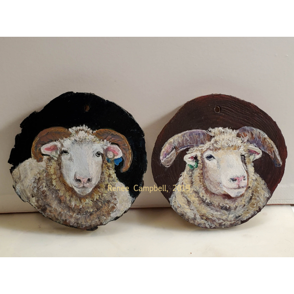 Pet Portraits on Wood Slice Ornaments