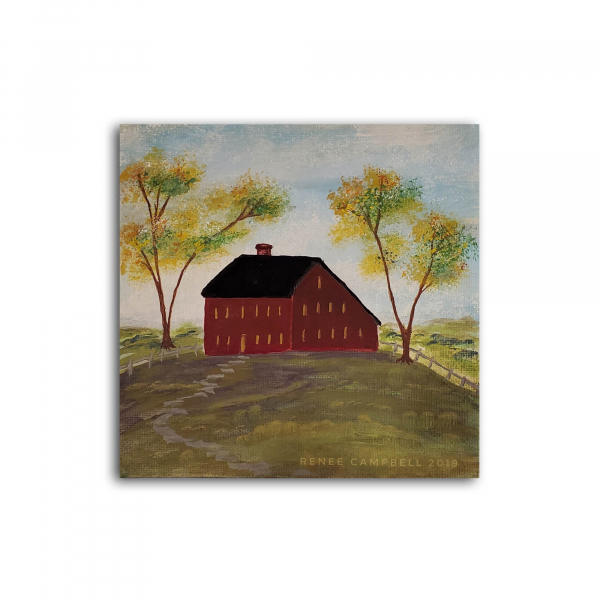 Americana Red Meeting House on the Hill