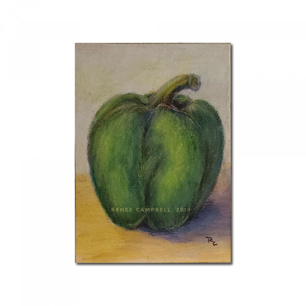 Green Pepper - Artist Trading Card, ACEO - Original