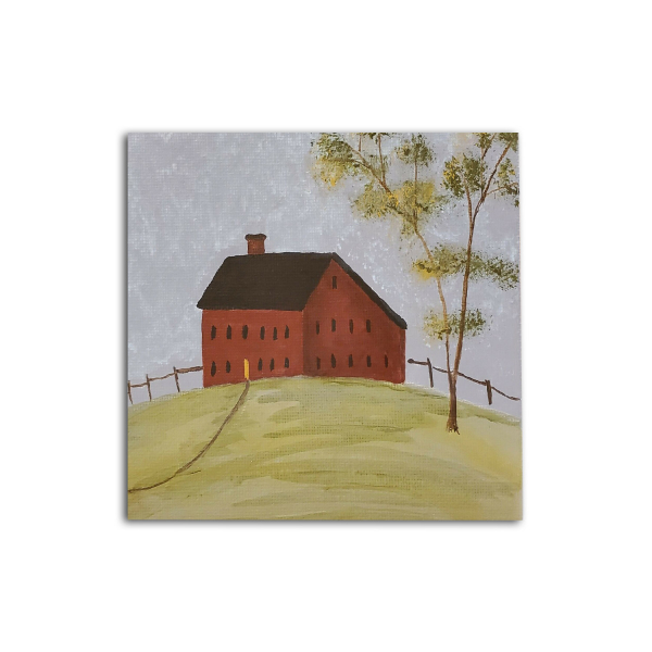 Red Meeting House Painting on Board