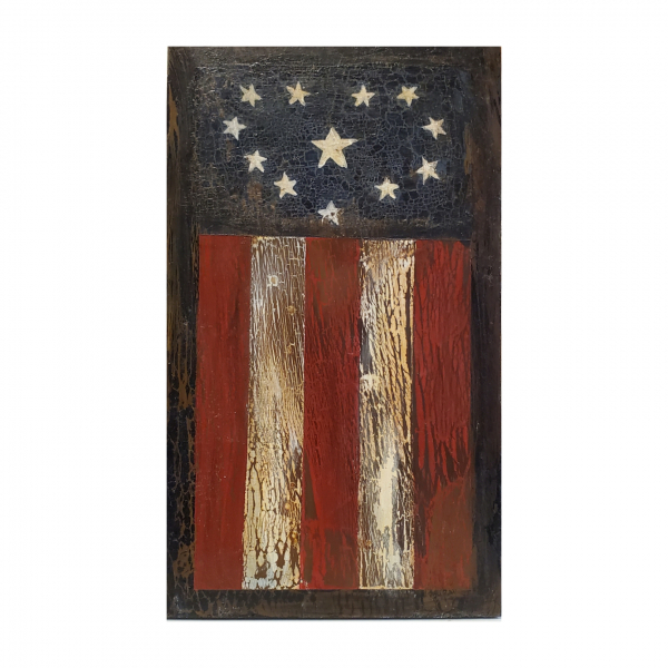 Heart Flag Prim Plank Plaque