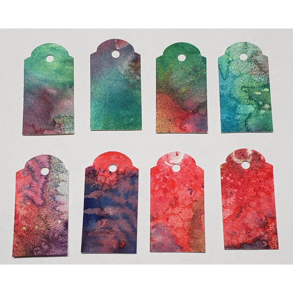 Gift Tags Red Green Splatter, 8pc Set