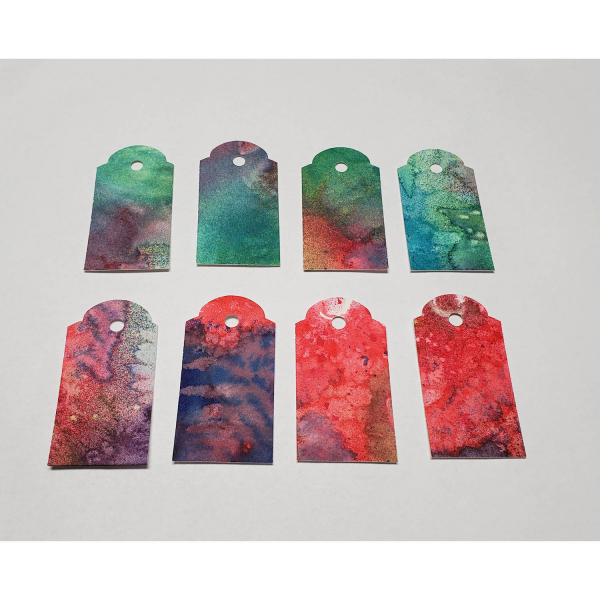 Gift Tags Red Green Splatter, 8pc Set