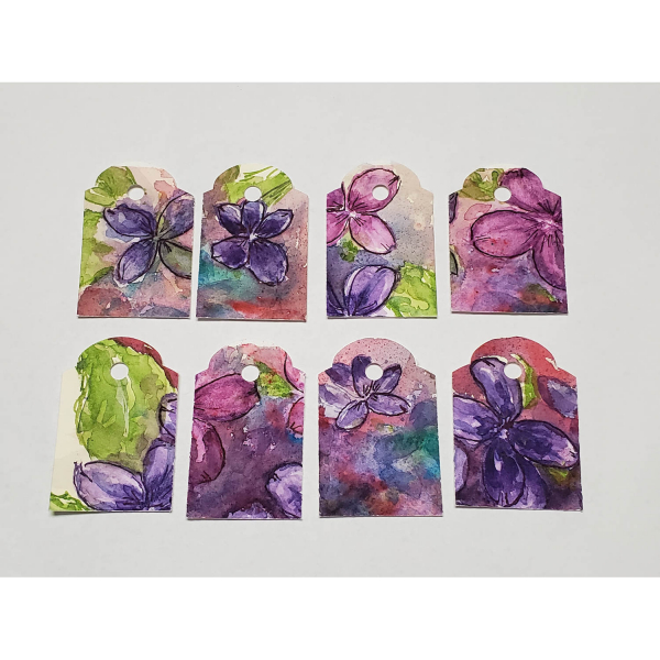 Hand painted Violets Gift Tags