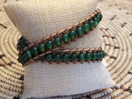 Double Wrap Green Agate Beads