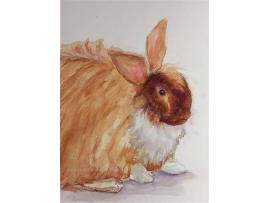 Original "Harper, aka Buns" Watercolor, Mixed Media Small Painting, Pet