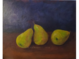 Original Dancing Pears, Acrylic by Renee Campbell, 8" x 10" Painting, Still Life