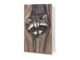 Card - Cozy Raccoon Art Print, 7" x 5"