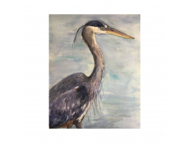 Original "Great Blue Heron," Watercolor, 9" x 12" Painting, Unframed, Renee Camp