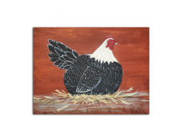 Country Prim Laying Hen, 8 x 10 Painting - Ready to Ship Country Prim Laying Hen, 8 x 10 Painting