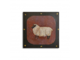 Shetland Sheep, Primitive Style, 6x6 Canvas Panel
