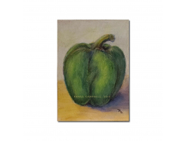 Green Pepper - Artist Trading Card, ACEO - Original