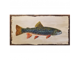 "Rainbow Trout - No Folk Here" fish painting,  acrylic on wood by Renee Campbell "Rainbow Trout - No Folk Here"