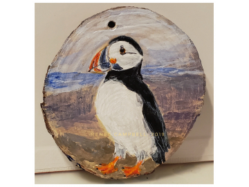 Ornament - Puffin on Wood Slice