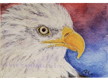 Original ACEO - Bald Eagle Watercolor, American Eagle, Small Painting