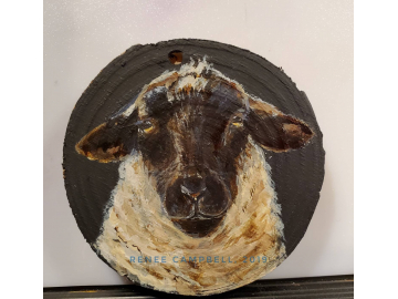 Ornament - "Simply Ewe!" Sheep on Wood Slice - Made to Order