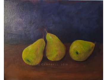 Original Dancing Pears, Acrylic 8" x 10" Painting, Still Life
