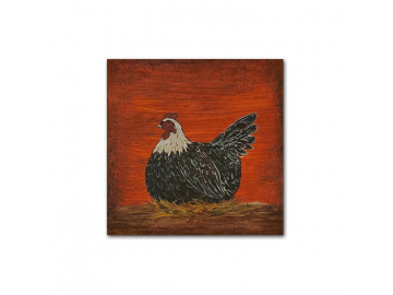Custom Country Prim Laying Hen - Small 6" x 6" Painting