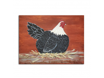 Country Prim Laying Hen 8" x 10" Painting