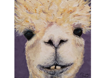 Original - Alpaca Painting, Small 5" x 5" Canvas