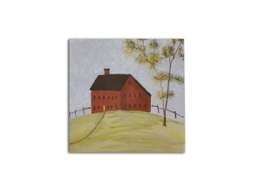 Custom Red Meeting House - Small 6" x 6" Painting